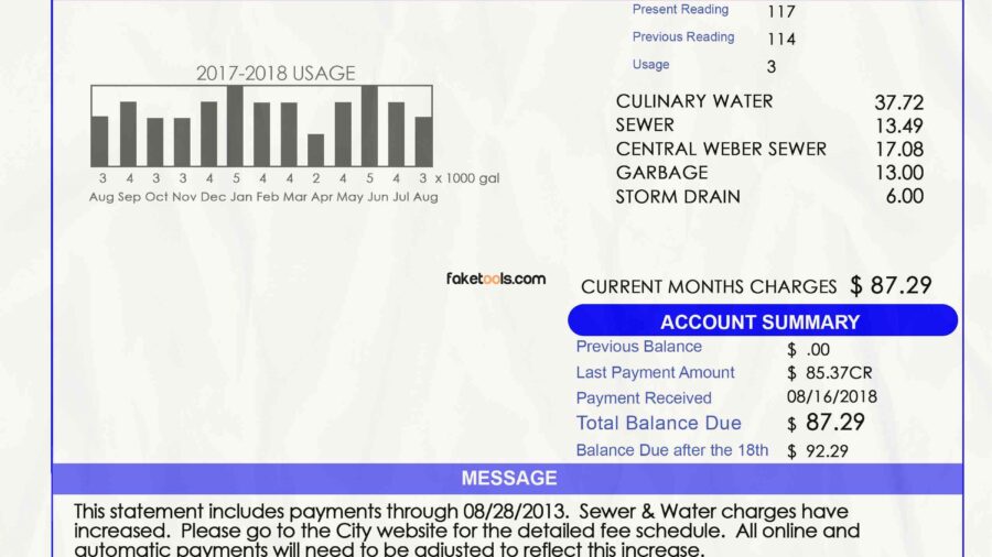 Utah utility bill template psd | Utah proof of address template psd
